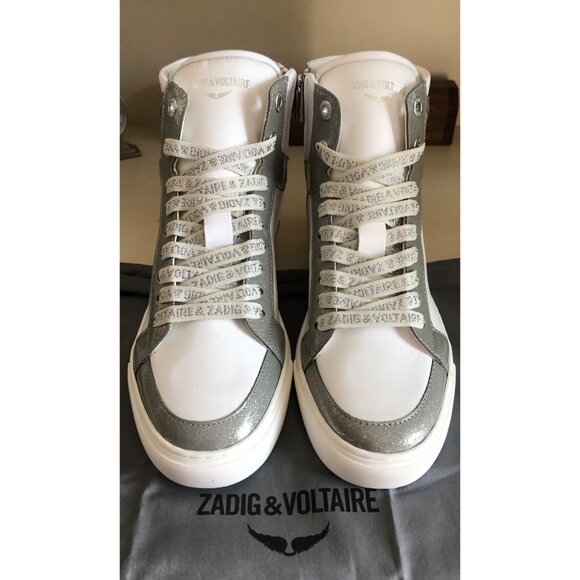 NIB ZADIG & VOLTAIRE HIGH FLASH INFINITY PATENT HIGH-TOP SNEAKERS SIZE 38 / US 7 - Picture 2 of 14